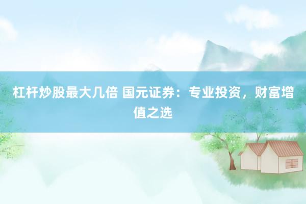 杠杆炒股最大几倍 国元证券：专业投资，财富增值之选