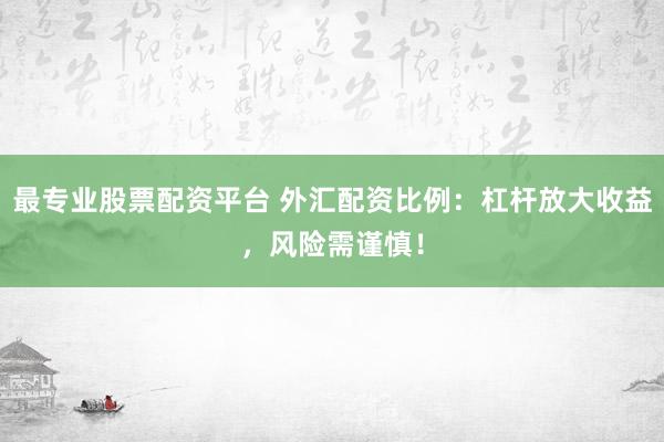 最专业股票配资平台 外汇配资比例：杠杆放大收益，风险需谨慎！