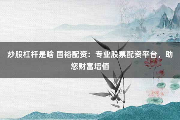 炒股杠杆是啥 国裕配资：专业股票配资平台，助您财富增值