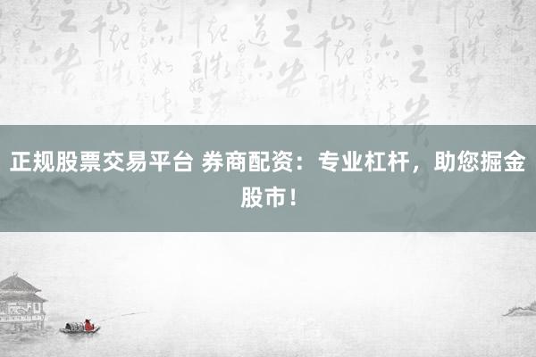 正规股票交易平台 券商配资：专业杠杆，助您掘金股市！