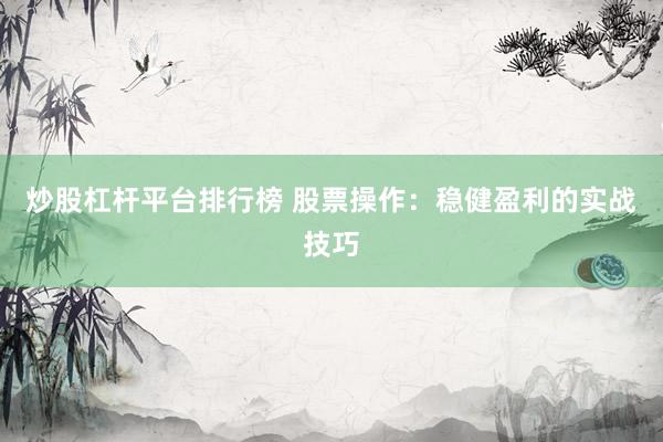 炒股杠杆平台排行榜 股票操作：稳健盈利的实战技巧