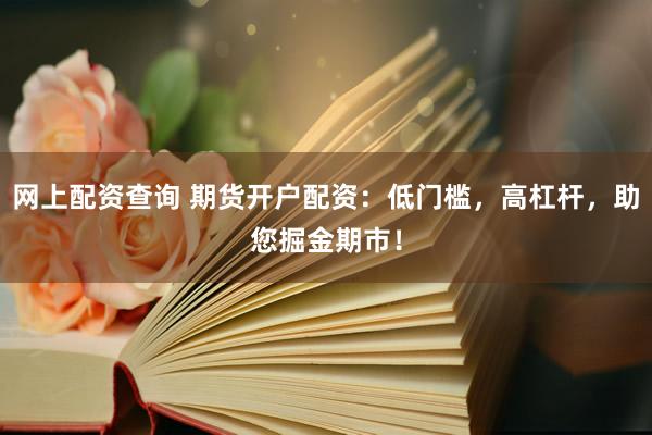 网上配资查询 期货开户配资：低门槛，高杠杆，助您掘金期市！