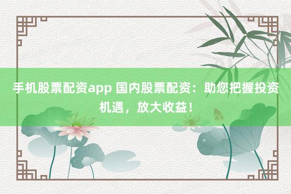 手机股票配资app 国内股票配资：助您把握投资机遇，放大收益！