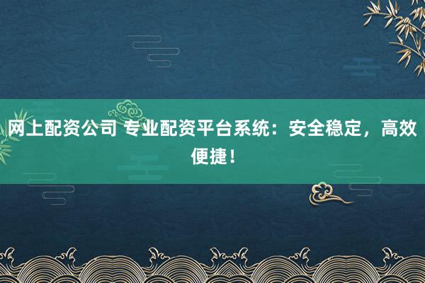 网上配资公司 专业配资平台系统：安全稳定，高效便捷！