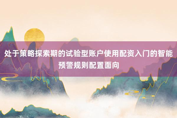 处于策略探索期的试验型账户使用配资入门的智能预警规则配置面向