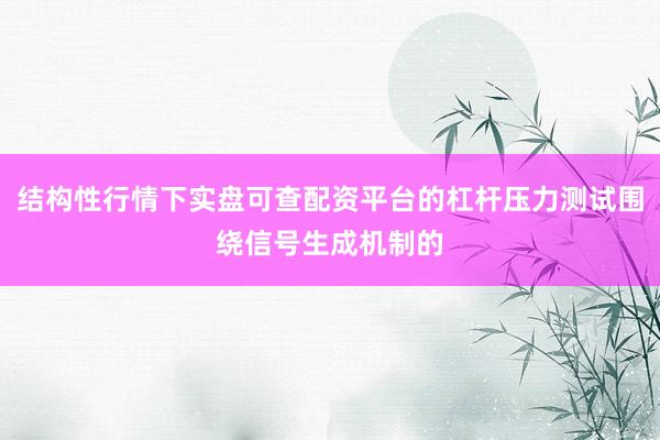 结构性行情下实盘可查配资平台的杠杆压力测试围绕信号生成机制的
